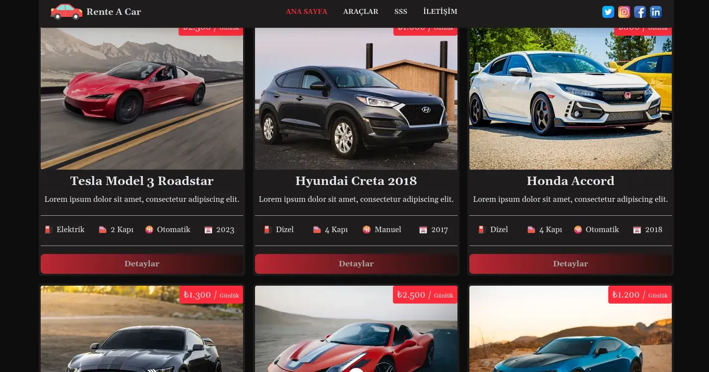 Rent A Car Web Sitesi